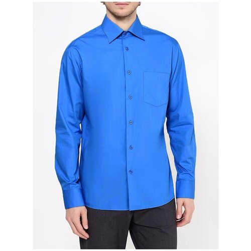 фото Рубашка мужская длинный рукав greg 230/319/sap/z, полуприталенный силуэт / regular fit, цвет голубой, рост 186-194, размер ворота 39