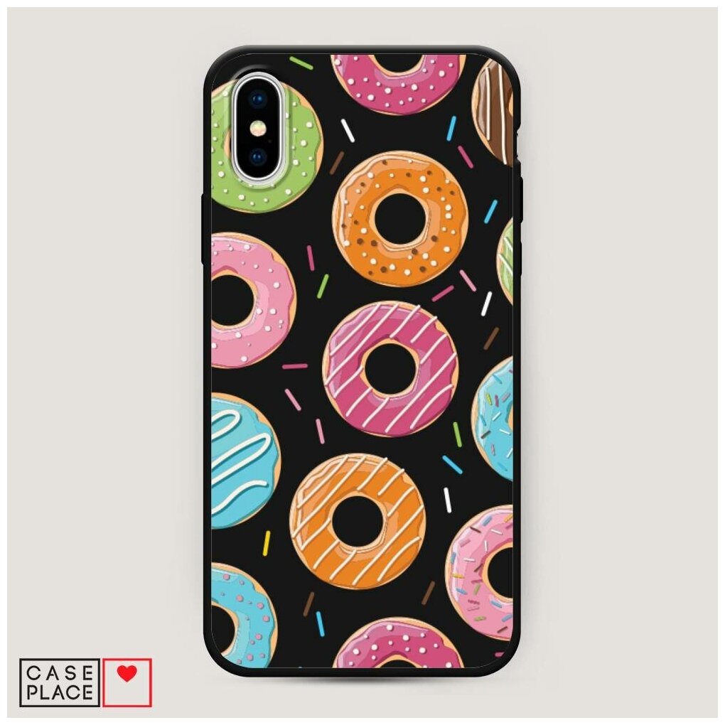 Матовый силиконовый чехол "Глазированые донаты" на Apple iPhone XS Max (10S Max) / Айфон Иск Эс Макс