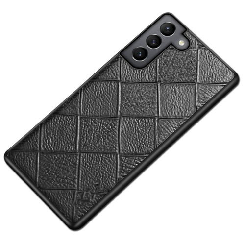 Чехол-бампер-накладка MyPads на Samsung Galaxy S21 (SM-G991) роскошная премиальная задняя панель на силиконовой основе обтянутая качественной нат.