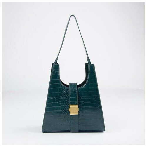 фото Сумка женская, отдел на клапане, длинный ремень, цвет зелёный mikimarket