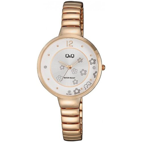 фото Q&q f611-021 женские кварцевые наручные часы с цветочным рисунком
