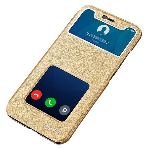 фото Чехол-книжка mypads для xiaomi redmi note 4 с окошком для входящих вызовов и свайпом золотой