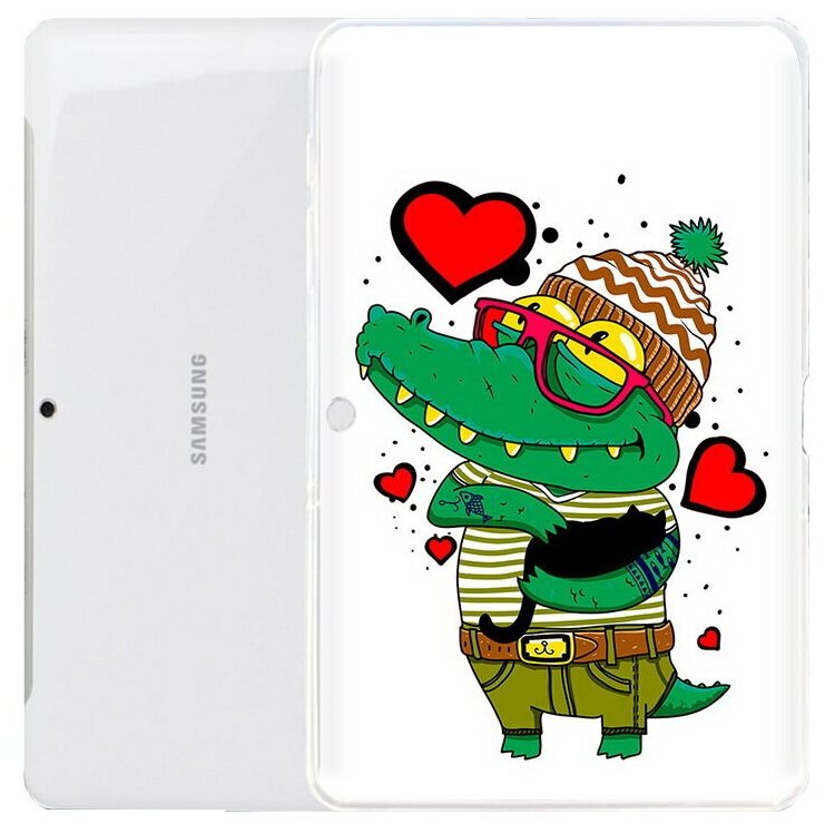 Чехол задняя-панель-накладка-бампер MyPads Влюбленный крокодил для Samsung Galaxy Tab 2 10.1 P5100/P5110 противоударный