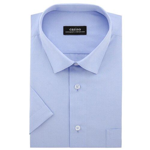 Рубашка мужская короткий рукав CASINO c203/057/7001/Z, Полуприталенный силуэт / Regular fit, цвет Голубой, рост 174-184, размер ворота 40 голубого цвета