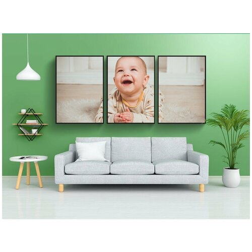 фото Набор модулных постеров для интерьера "младенец, улыбка, новорожденный" 60x90 см. в тубусе, без рамки lotsprints