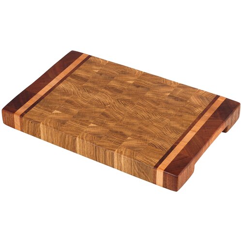 Кухонная торцевая разделочная доска SBwooD из массива дуба с боковыми рамками из красного дерева 35*25*3.5см