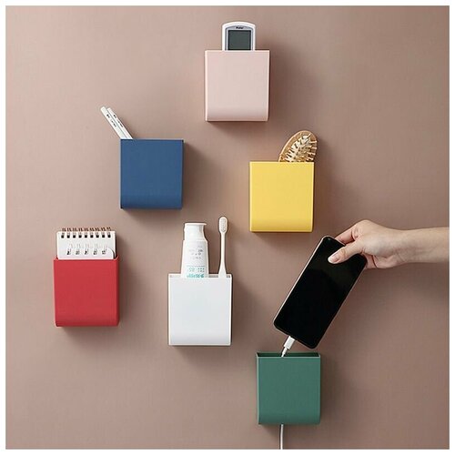 Органайзер настенный для телефона, проводов, пульта, мелочей, Настенный держатель для мелочей HARVEX, белый