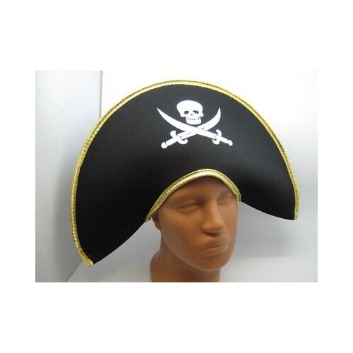 фото Шляпа пирата гладкая с золотой каймой, размер: 56 (арт. пб992а) bristol novelty