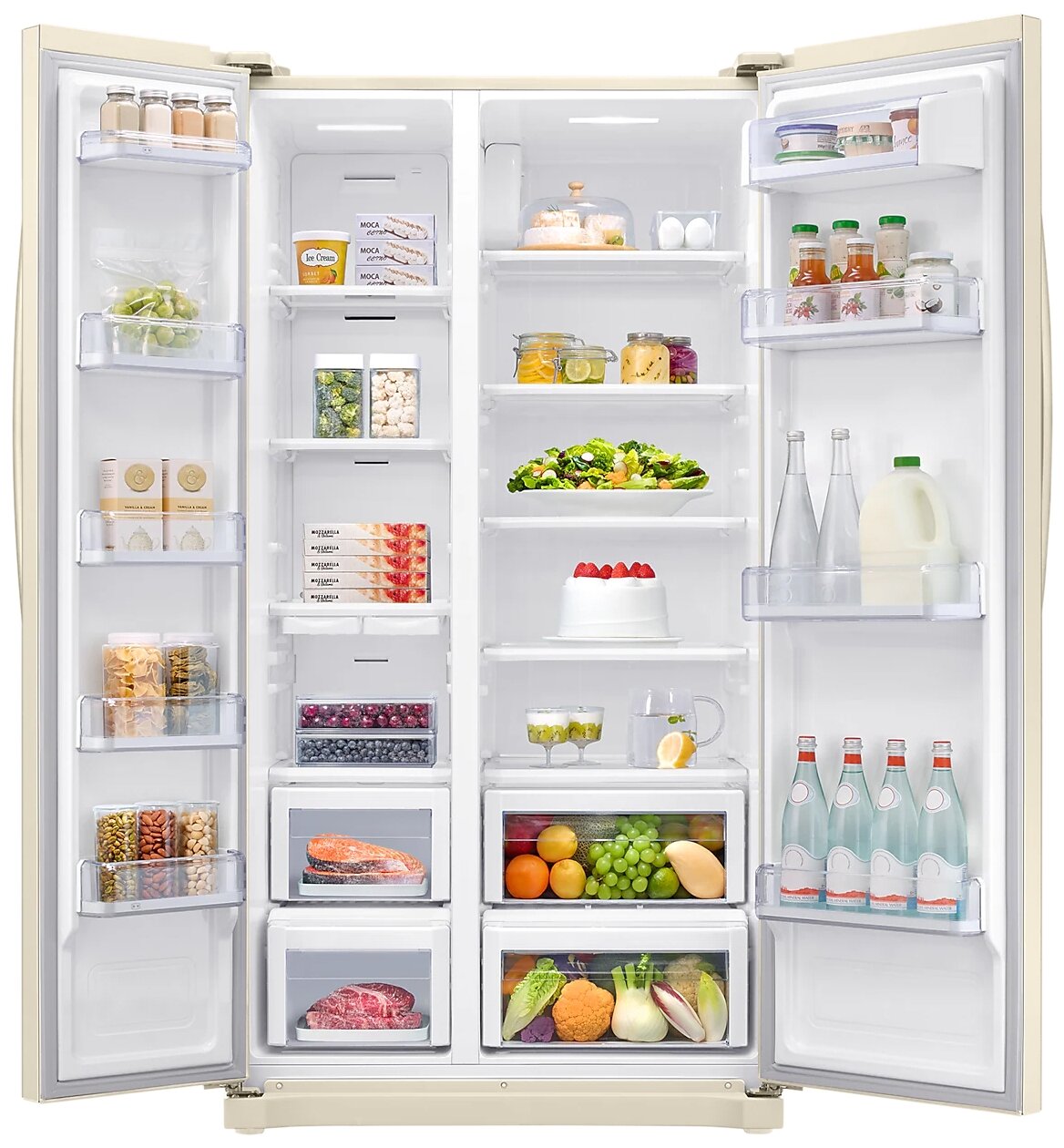 витринный Холодильник Side by Side Samsung RS54N3003EF бежевый - фотография № 3