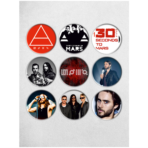 Набор из 9 значков 3 см 30 seconds to mars / Значки