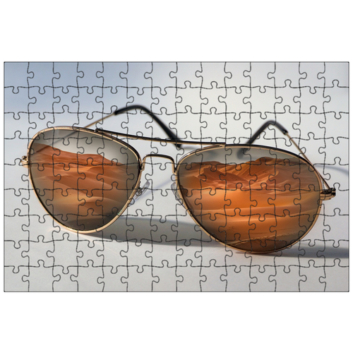 фото Магнитный пазл 27x18см."солнечные очки, пустыня, отражение" на холодильник lotsprints