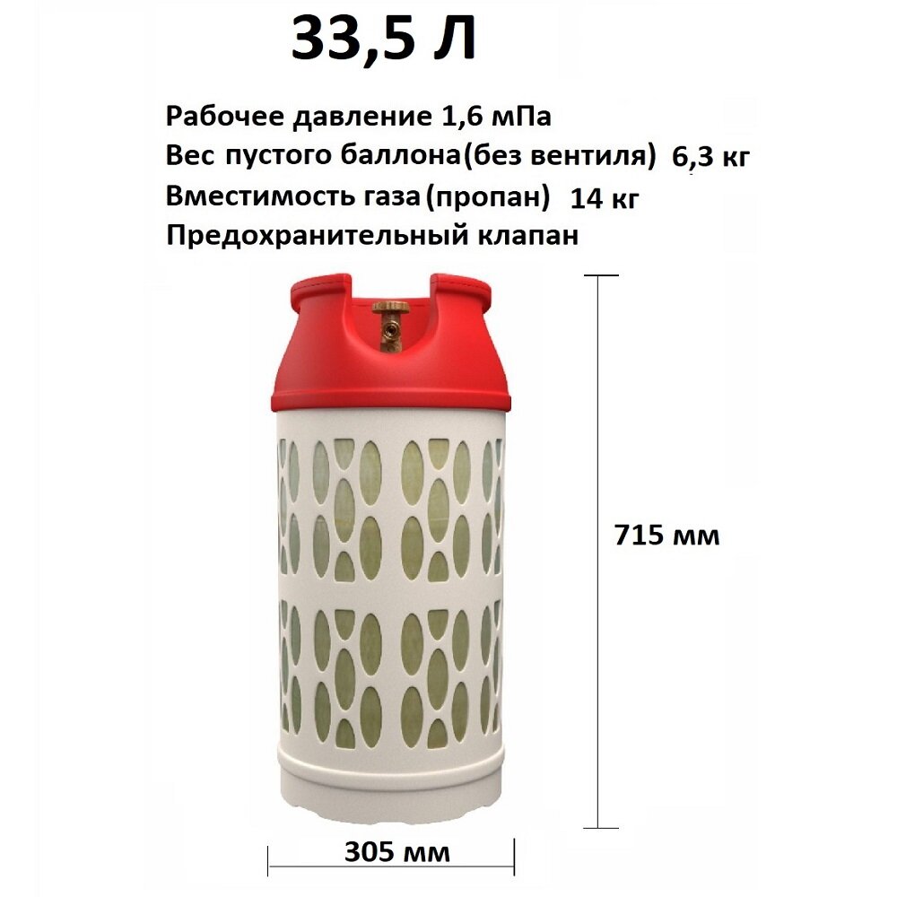 Композитный газовый баллон Ragasco LPG 33,5л. (Рагазко 33.5л) (Hexagon Composites)