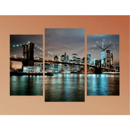 Модульные картины с часами 60х80