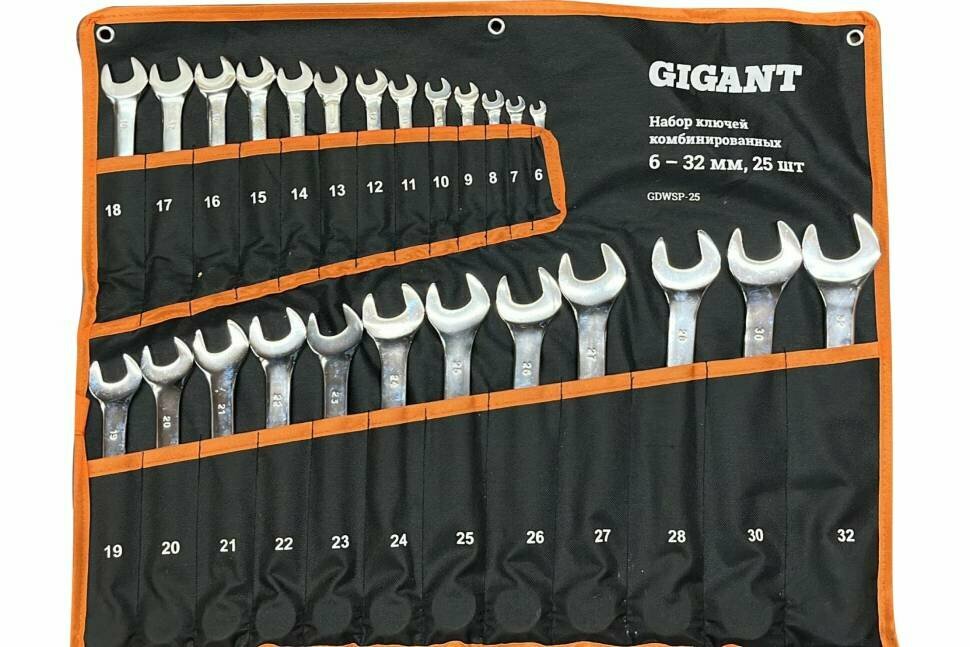 фото Набор комбинированных ключей Gigant 6 - 32 мм, 25шт, полированный хром GDWSP-25