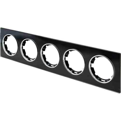 Рамка горизонтальная стеклянная на 5 приборов, цвет чёрный