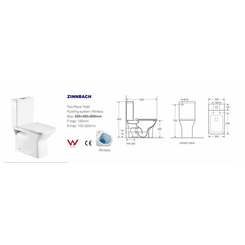 Унитаз с бачком WELTWASSER WW ZINNBACH 001 GL-WT сиденье микролифт