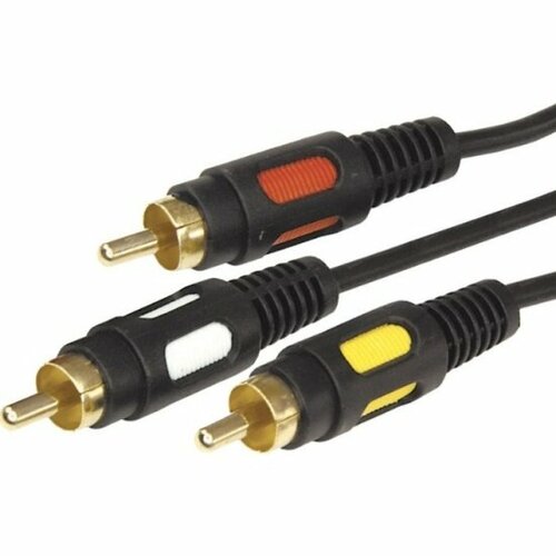 Кабель REXANT 3 RCA - 3 RCA, серия Gold, длина 5 м, черный