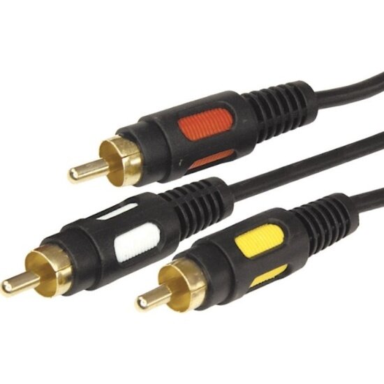 Кабель Rexant 3 RCA - 3 RCA, серия Gold, длина 5 м, черный