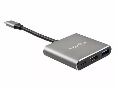 Кабель-адаптер TELECOM USB3.1 TypeC (m) -> HDMI+USB3.0+PD 100WT charging 4K@30Hz (TUC010T)