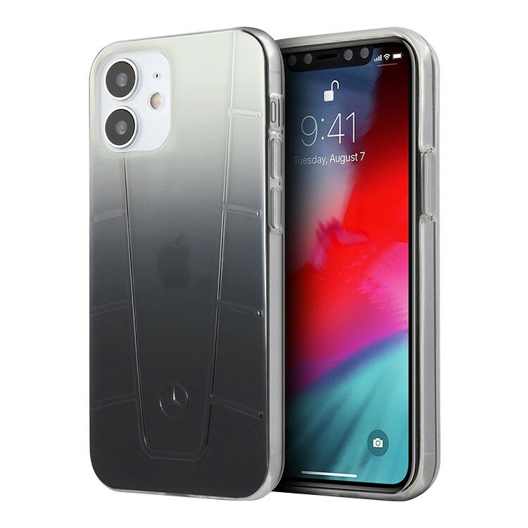 фото Чехол Mercedes Transparent line Embossed 1 Hard Gradient для iPhone 12 mini, черный