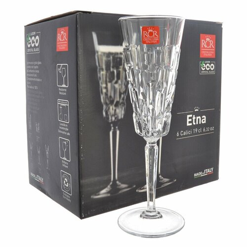 Бокал для шампанского, 190 мл, хруст стекло, 6 шт, RCR, Etna, 50611