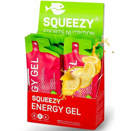 Энергетический гель питьевой SQUEEZY ENERGY GEL no caffeine 33 г x 12 саше, Лимон