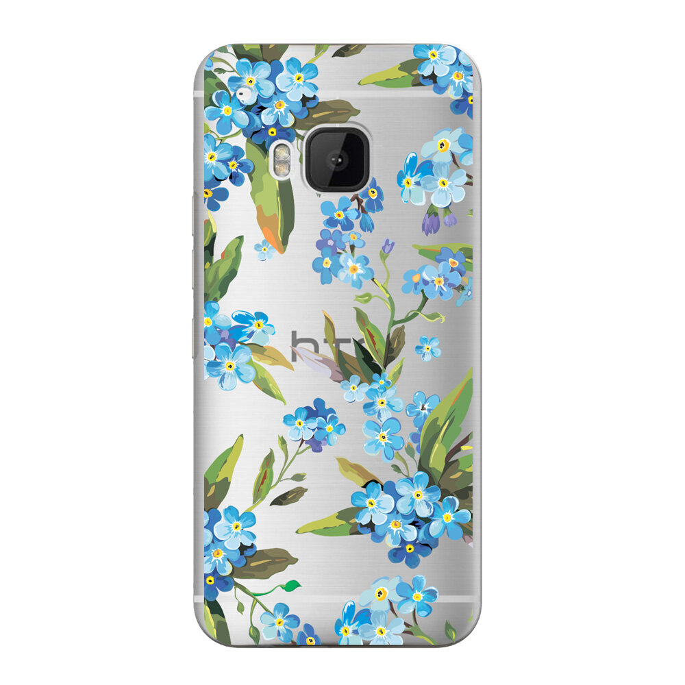 Чехол и защитная пленка для HTC One M9 Deppa Art Case Flowers незабудки