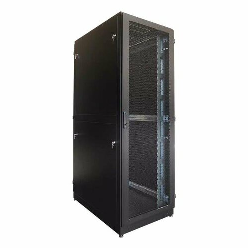Шкаф телекоммуникационный напольный 42U (800 1000) дверь перфорированная, задние двойные перф, цвет черный