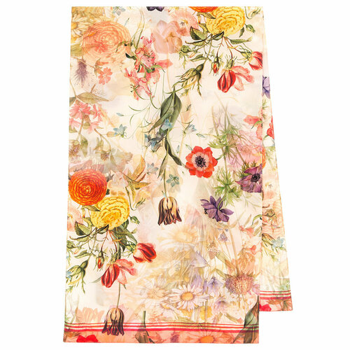 фото Шарф павловопосадская платочная мануфактура,150х43 см, one size, красный, белый
