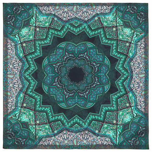 фото Платок павловопосадская платочная мануфактура,80х80 см, зеленый, серый