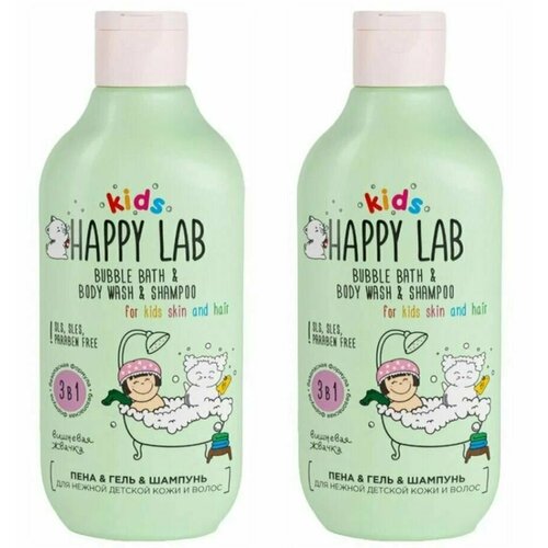 Пена-гель-шампунь для кожи и волос Happy Lab Kids, 3 в 1, детская, Вишневая жвачка, 300 мл, 2 уп