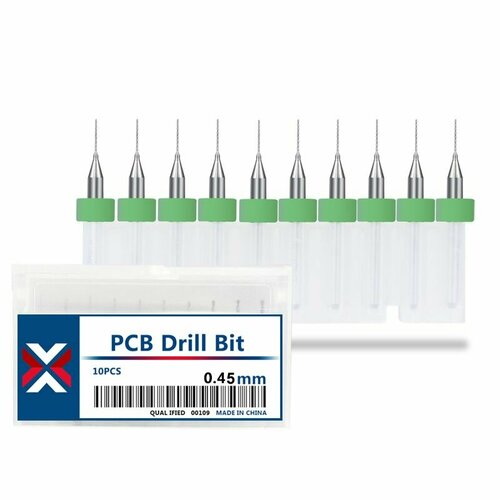 Набор сверл спиральных XCAN для печатных плат 0,45 мм, 10 шт.