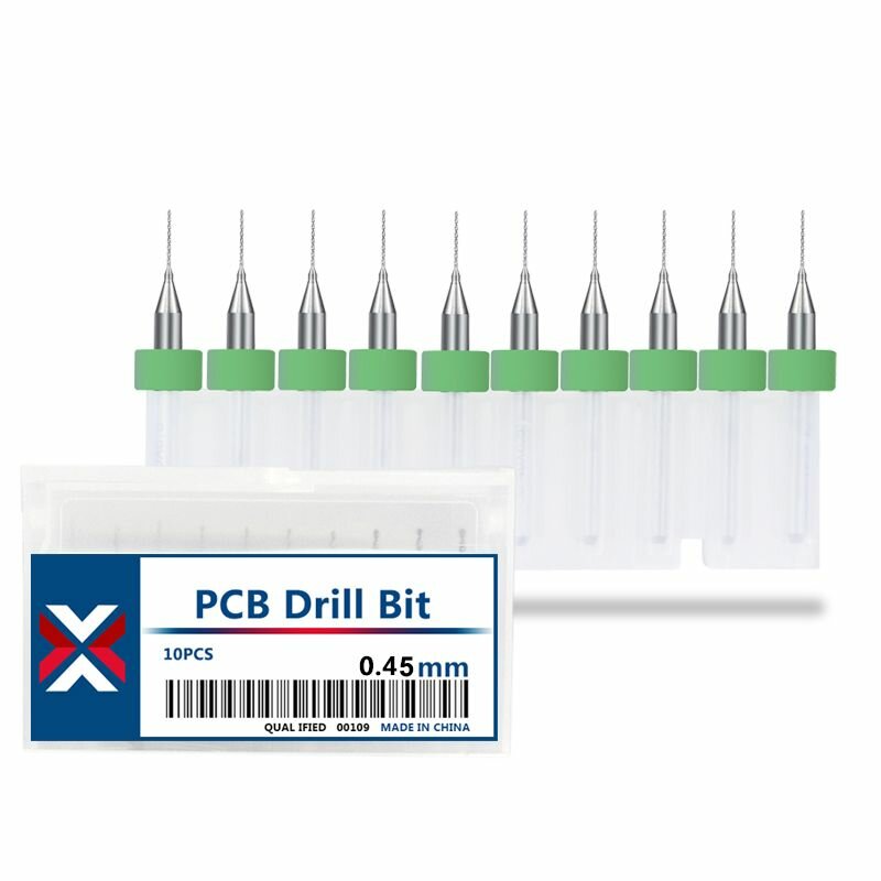 Набор сверл спиральных XCAN для печатных плат 0,45 мм, 10 шт.