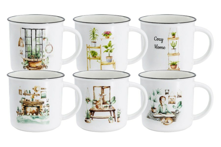 фото Набор 6 кружек Идиллия, 0,38 л (Home&Style)