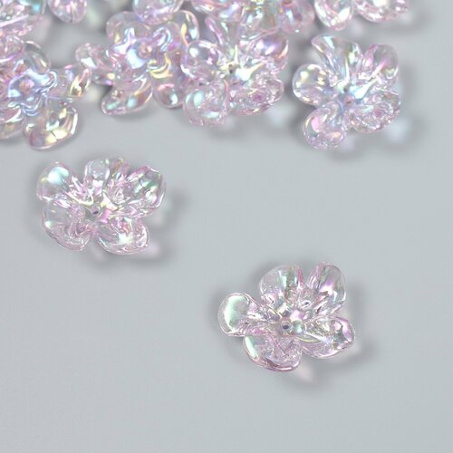 Бусина пластик для творчества Цветок Колотый лёд прозрачно-сиреневая 06х21х25 см 12шт 430₽