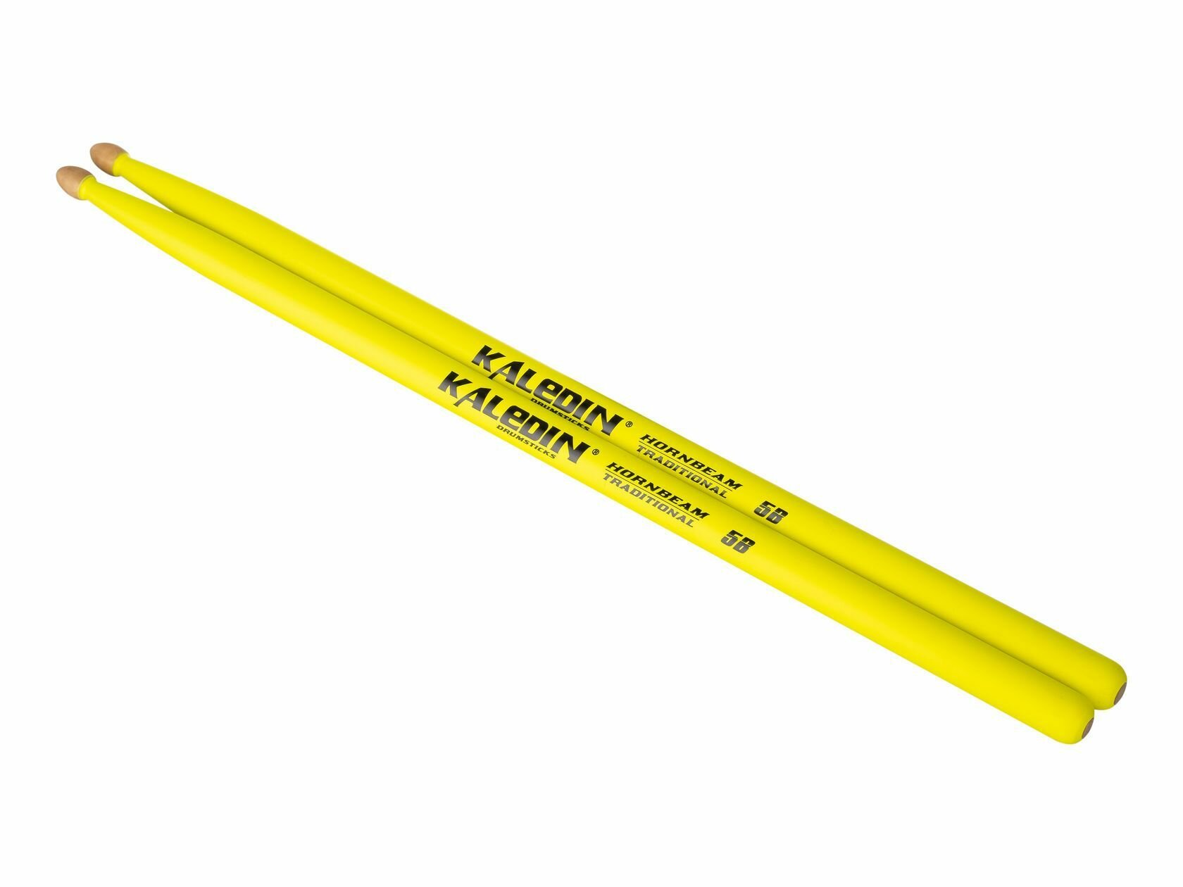 Kaledin Drumsticks 5B - барабанные палочки, граб, ярко-желтые, светятся под ультрафиолетом, диаметр 14мм, длина 406мм