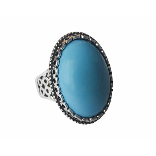 Кольцо Anikom, искусственный камень, размер 18.5, голубой, серебряный