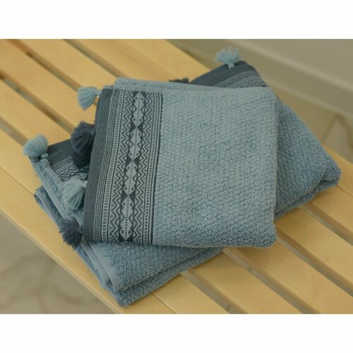 Union Home Набор банных полотенец, 50х90см, 70х140 см, Хлопок, Голубой, Халима (DJ11/12)