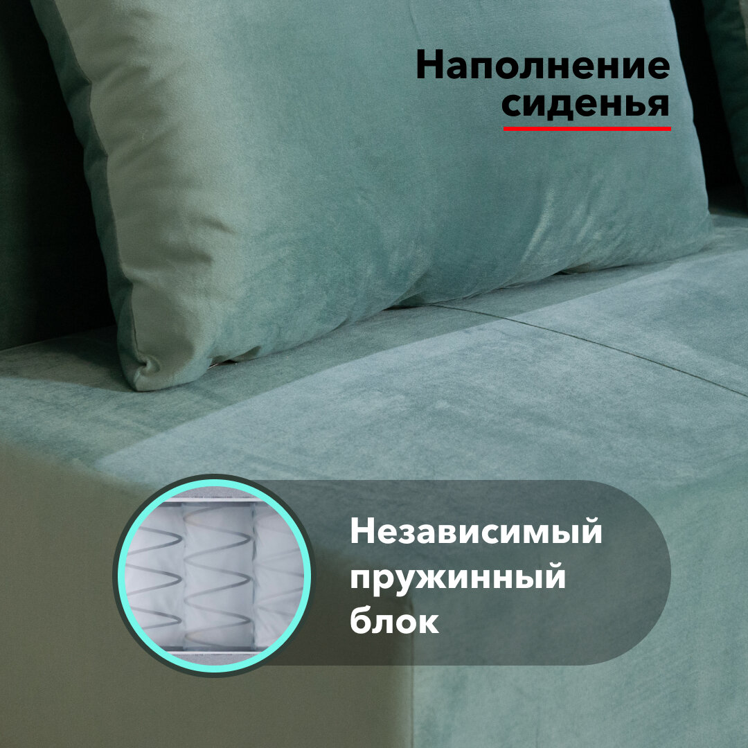 Мягкая мебель Диван кровать прямой Глория Синий, голубой Bingo mint, обивка Велюр в гостиную, детскую, спальню еврокнижка НПБ (194х84х79см) — фото 1