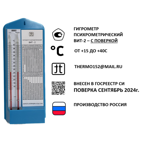 Гигрометр ВИТ-2 с поверкой 2340₽