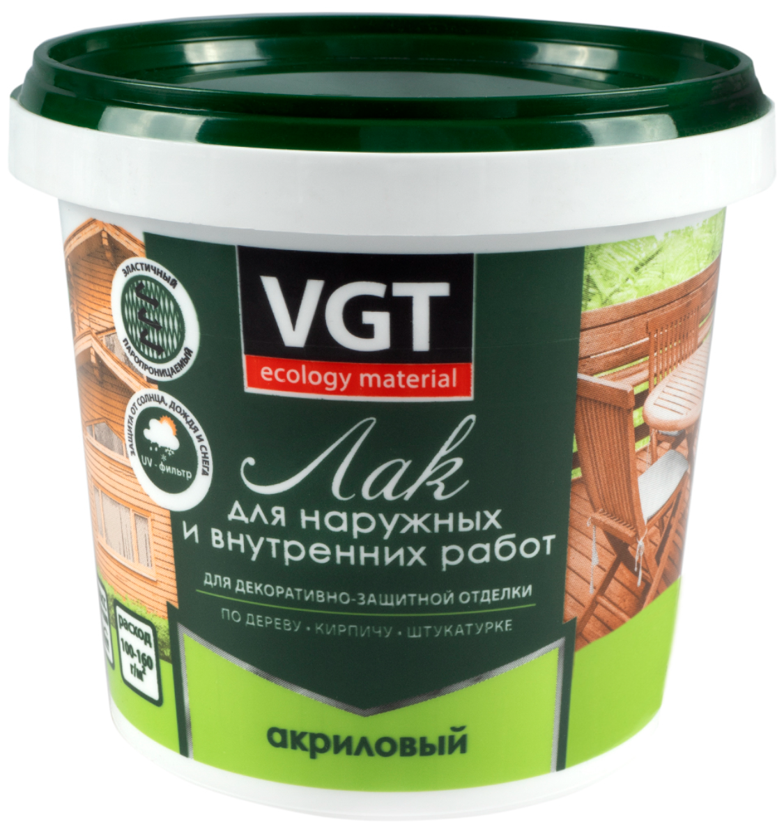 VGT для наружных и внутренних работ бесцветный глянцевая 0.9 кг