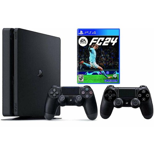 Игровая приставка Sony PlayStation 4 Slim 500 ГБ HDD черный 2 геймпада FIFA 24 48980₽