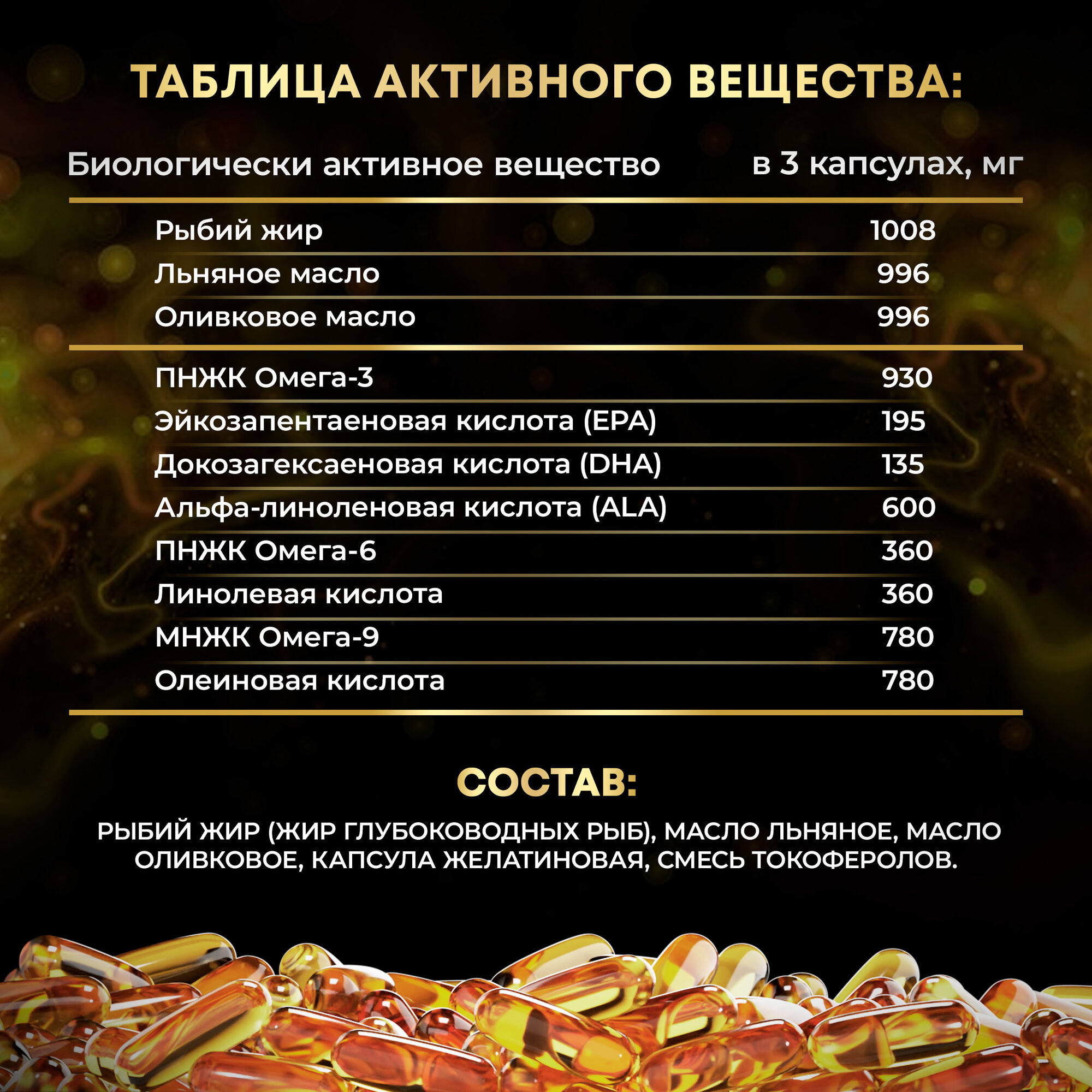 Изображение Рыбий жир OMEGA 3-6-9, aTech nutrition, Омега 3 6 9 БАД 90 капсул