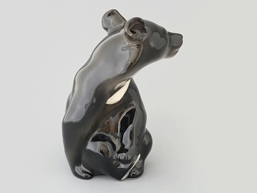 Фарфоровая статуэтка, "Медведь Гималайский, Императорский фарфоровый завод, 13.4 см — фото 1