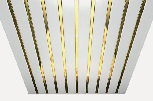 Изображение товара Комплект реечных потолков Mr.Tektum Classic 84R 1,5 м x1,0 м белый матовый / золото
