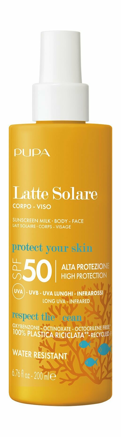 PUPA Солнцезащитное молочко для лица и тела Sunscreen Milk SPF 50 200 мл