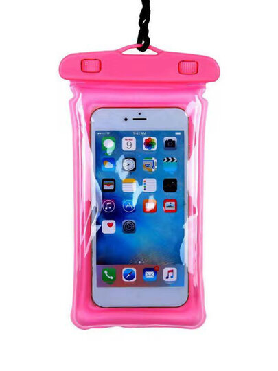 Чехол-сумка, водонепроницаемый, прозрачный, для нескольких моделей смартфонов Розовый — фото 1