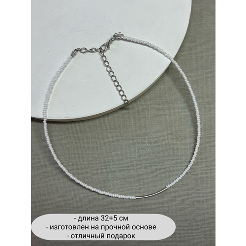 фото Колье sidorina sofia accessories, перламутр, бисер, длина 32 см, белый в серебре