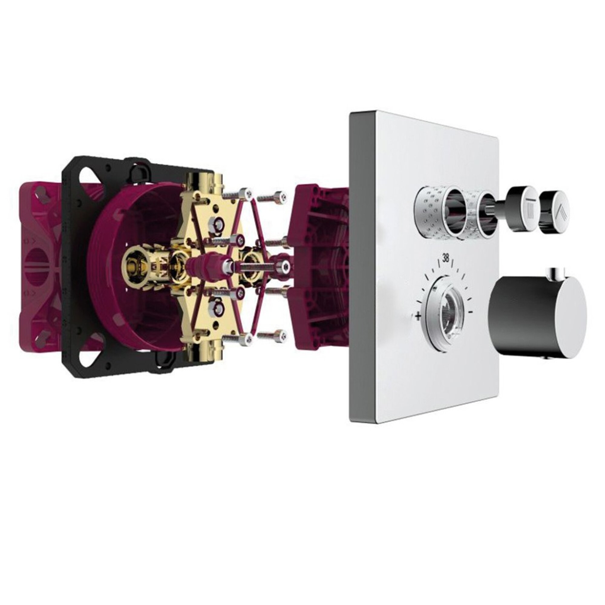 AQM8801CR Встраиваемый термостат с регулировкой напора на 2 потр, хром