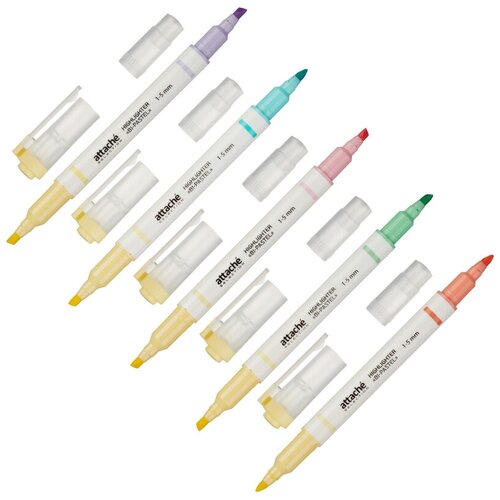 Набор маркеров Маркер выделитель текста Attache Selection Bi-Pastel 1-5 мм, 1 набор 6 цветов